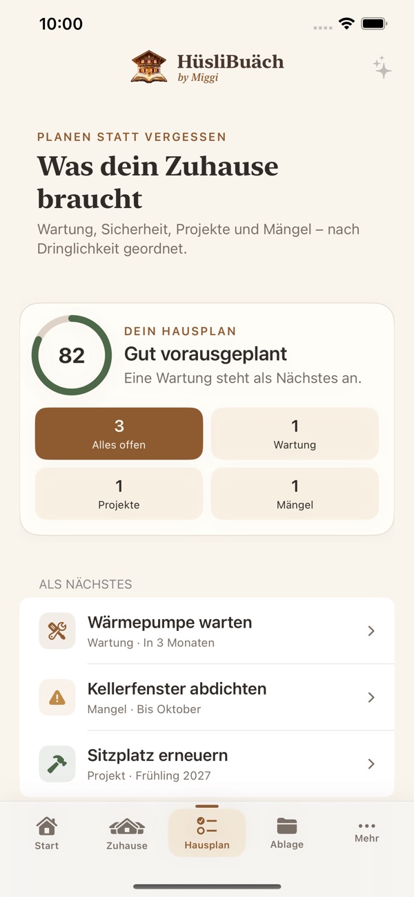 Hüslibuäch: Hausplan